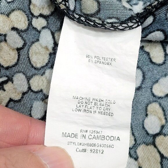 Cocomo Womens Roll Tab Sleeve Popover Top Size XL Art To Wear Speckled Print - Picture 9 of 9